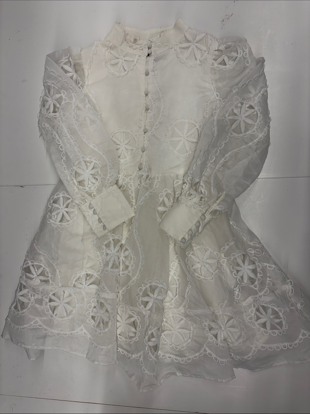 Bardot Junior Floral Broderie Dress in Orchid White Size 12